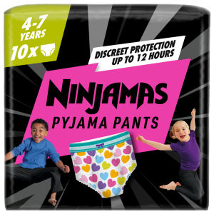 Ninjamas Pyjama Pants Unisex Hearts, 4 - 7 Years, 10 Pyjama Pants, 17kg - 30kg