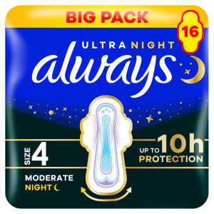 Always Ultra Secure Night Sanitary Towels with Wings Size 4 16 Pack