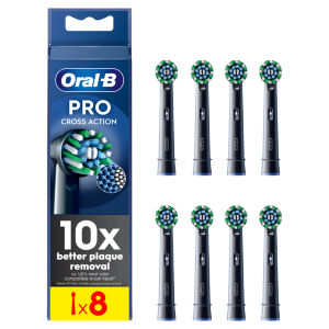 Pro Cross Action Black Toothbrush Heads, 8 Counts