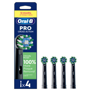 ORAL-B Pro Cross Action Replacement Toothbrush Head – Pack of 4, Black