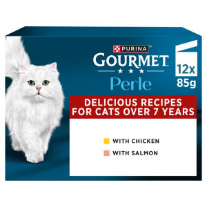 GOURMET Perle Juicy Mini Fillets in Gravy 7+ (Chicken, Salmon) Wet Cat Food 12x85g