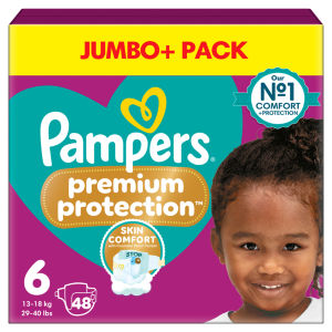 Premium Protection Size 6, 48 Baby Nappies, 13kg-18kg, Jumbo+ Pack