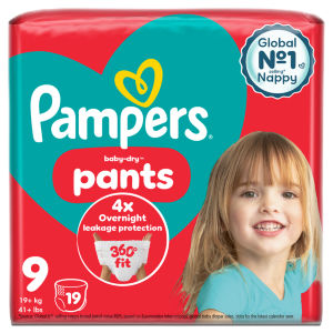 Baby-Dry Nappy Pants Size 9, 19 Nappies, 19kg+, Essential Pack