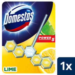 Domestos Power 5 Toilet Freshener Rim Block Cleaner Lime x1 50g