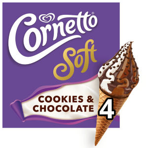 Cornetto Soft Cookies & Chocolate Ice Cream Cones 4 x 140ml