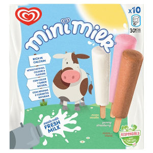 Mini Milk Vanilla, Strawberry & Chocolate Ice Cream Lollies 10 x 35ml