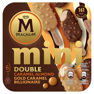 Magnum Mini Double Caramel Almond & Gold Caramel Billionaire Ice Cream Sticks 6 x 55ml