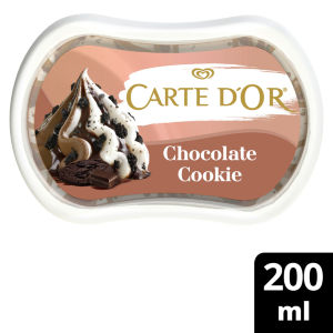 CARTE D'OR  INDLGNT CHOCOLATE COOKIE MINI ICE CREAM TUB 200ML