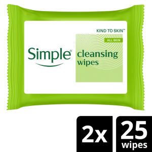 Simple Cleansing Biodegradable Wipes 2X25 Pack