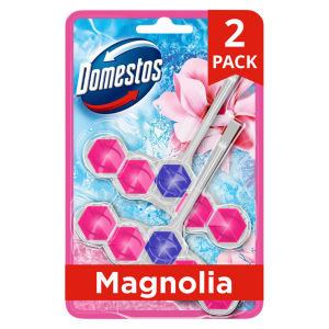 Domestos Power 5 Rim Toilet Rim Block Fresheners Pink Magnolia 2x 50g
