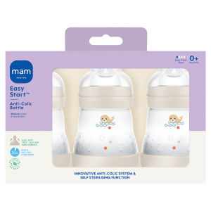 Mam Easy Start Anti Colic 160Ml Bottle 3 Pack Grey 10302324