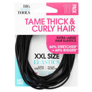 10 Extra Large Elastic Hair Bands Black
