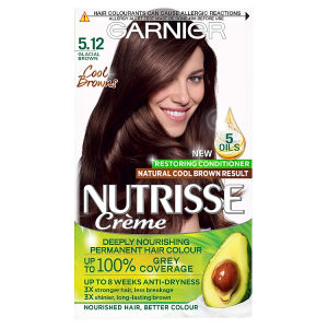 Nutrisse Ultra Crème Dye, Vegan, 5.12 Glacial Brown, cool, sophisticated tones for hair.