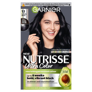 Nutrisse Ultra Color Dye, Vegan, 1.10 Infinite Black, deep, endless shine and intensity.