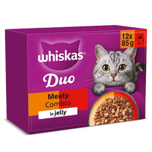 1+ DUO MEATY Combos Wet Cat Food Pouches in Jelly 12 x 85g