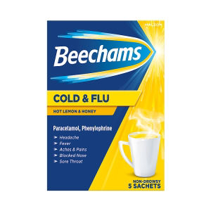 Hot Drink Sachets, Cold & Flu Relief with Paracetamol, Lemon & Honey flavour, 5s