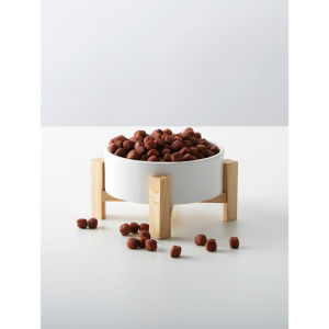 White Bamboo Footed Pet Bowl 15cm
