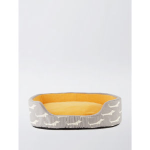 Grey Sausage Dog Print Foam Dog Bed
