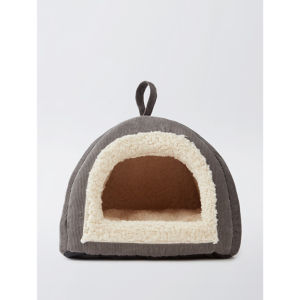 Grey Cord Cat Igloo Carry Bed