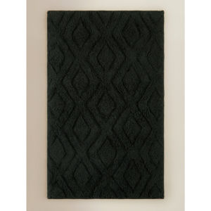 Green Dark Garden Tufted Leaves Cotton Bath Mat