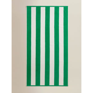 Large Green Striped Cotton Beach Towel
