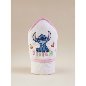 Stitch Pink & White Cotton Hooded Towel
