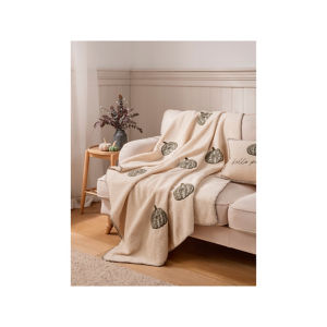 Stacey Solomon Sherpa Green & Natural Pumpkin Throw - 120cm x 150cm