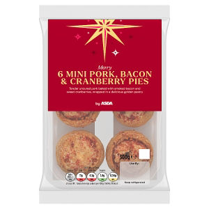6 Merry Mini Pork, Bacon & Cranberry Pies 300g