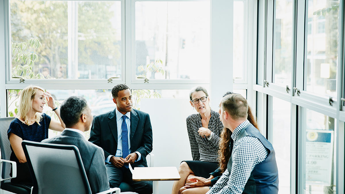 Group of business people having a meeting