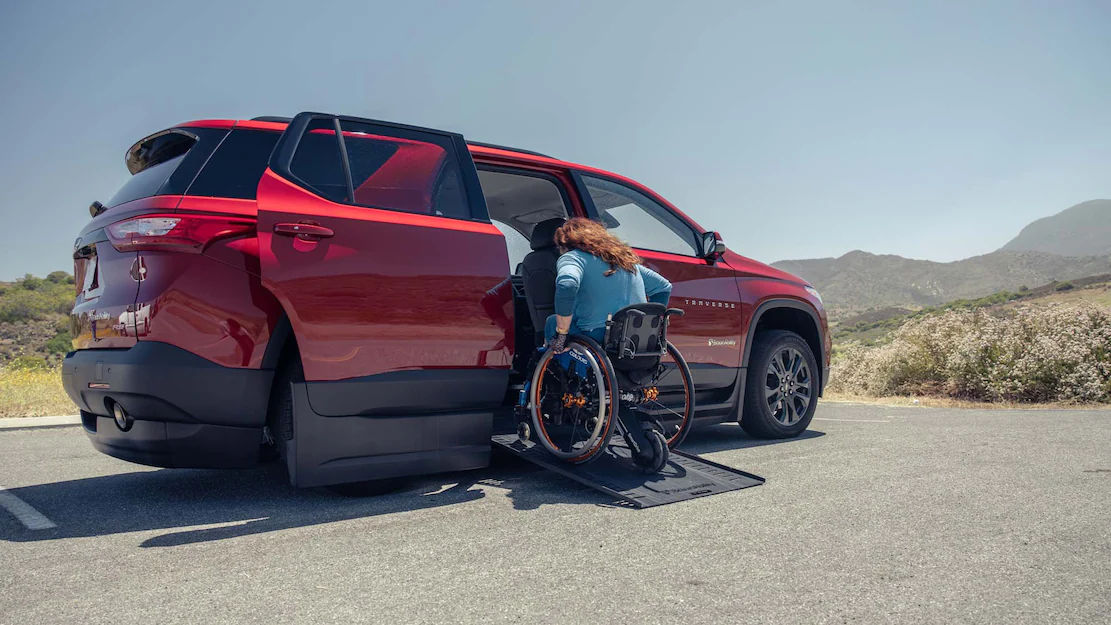 BraunAbility wheelchair accessible Chevrolet Traverse conversion parked outdoors
