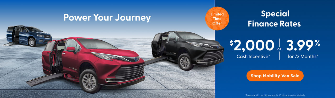 Special Financing as low as 3.99% of $3,000 Customer Incentive on new Chrysler vehicles featuring new BraunAbility conversions