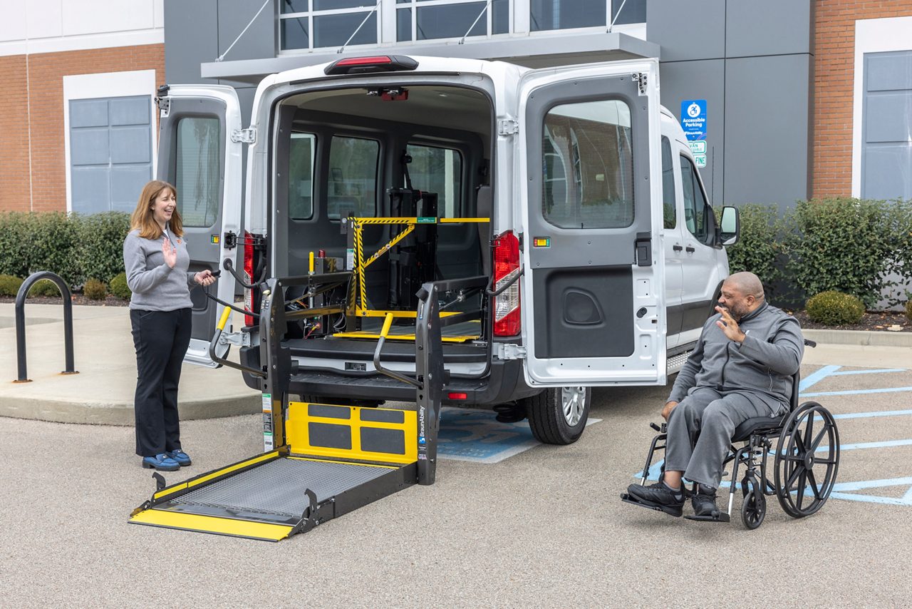 commercial promaster full-size ada van manual wheelchair ramp