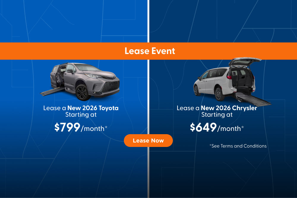 New Year Lease Offer on Select New 2026 Toyota or 2026 Chrysler vehicles by BraunAbility