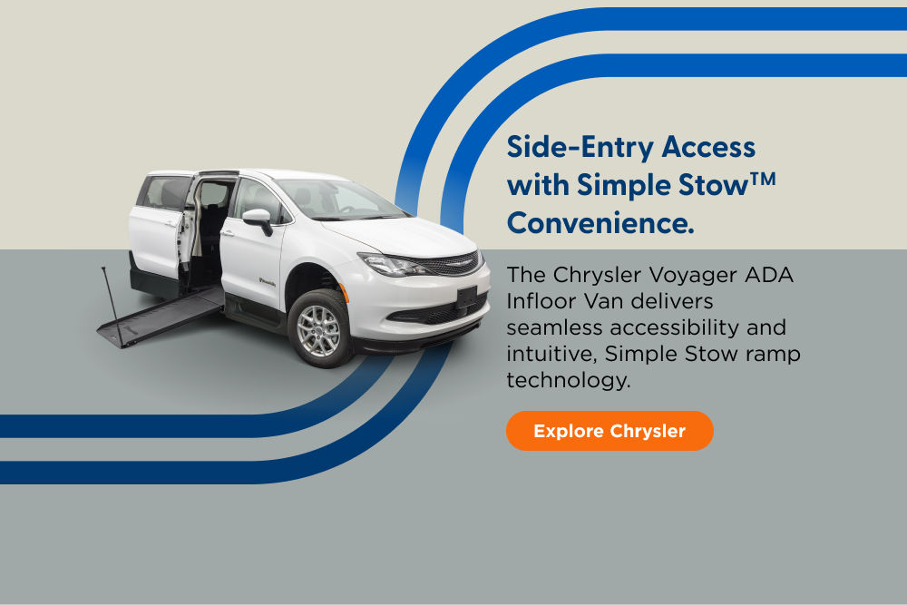 Side-entry access with simple stow convenience. The chrysler voyager ADA infloor van delivers.