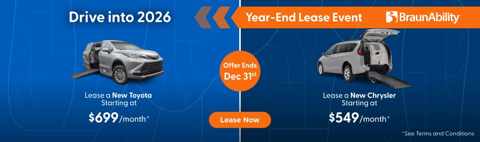 Year-End Lease Event. Drive in 2026. Lease a New Toyota Sienna Hybrid or Chrysler Voyager starting at $549/month.