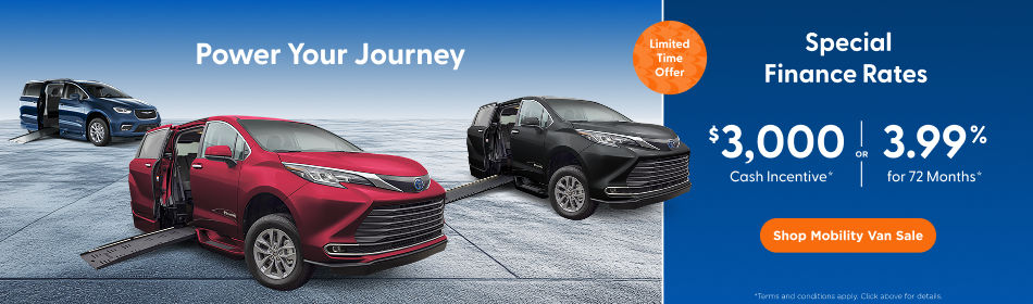Special Financing as low as 3.99% of $3,000 Customer Incentive on new Chrysler vehicles featuring new BraunAbility conversions