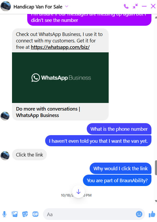 Wheelchair Vehicle Scam App
