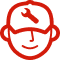 Technician with wrench ball cap icon.