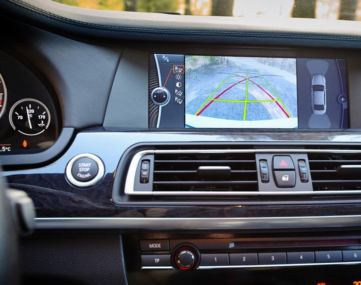 Backup camera in car dashboard