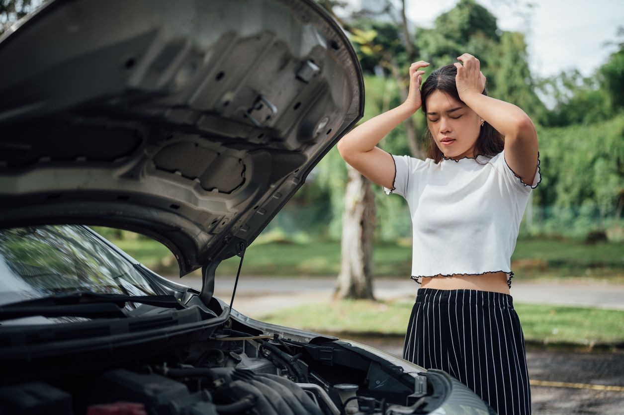 image of a broken down car