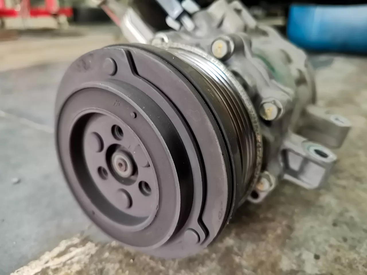Closeup of an A/C component.