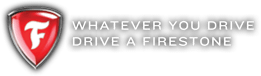 Firestone Shield Logo with text, Whatever You Drive Drive A Firestone