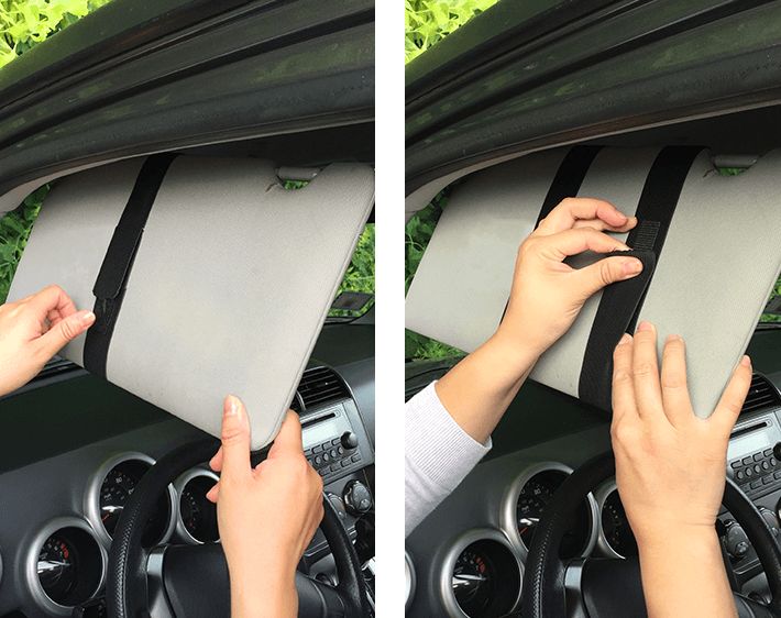 Step 4 - Secure the elastic bands around your car's sun visor to install the extender