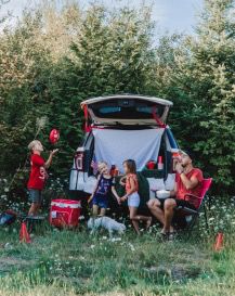 Family set up and ready for tailgate