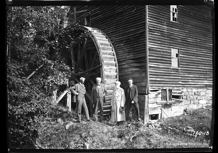 Henry Ford, Thomas Edison, John Burroughs and Harvey S. Firestone during a 1918 camping trip to West Virginia.