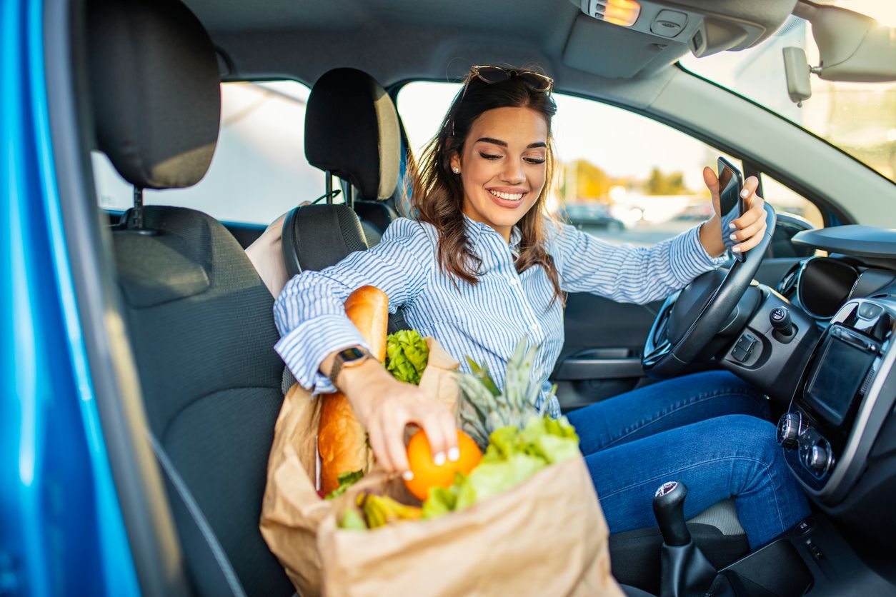 Woman taking a short trip in her car