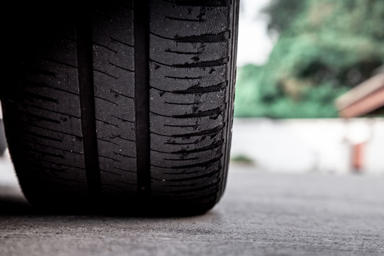 image of a tire with a lot of wear