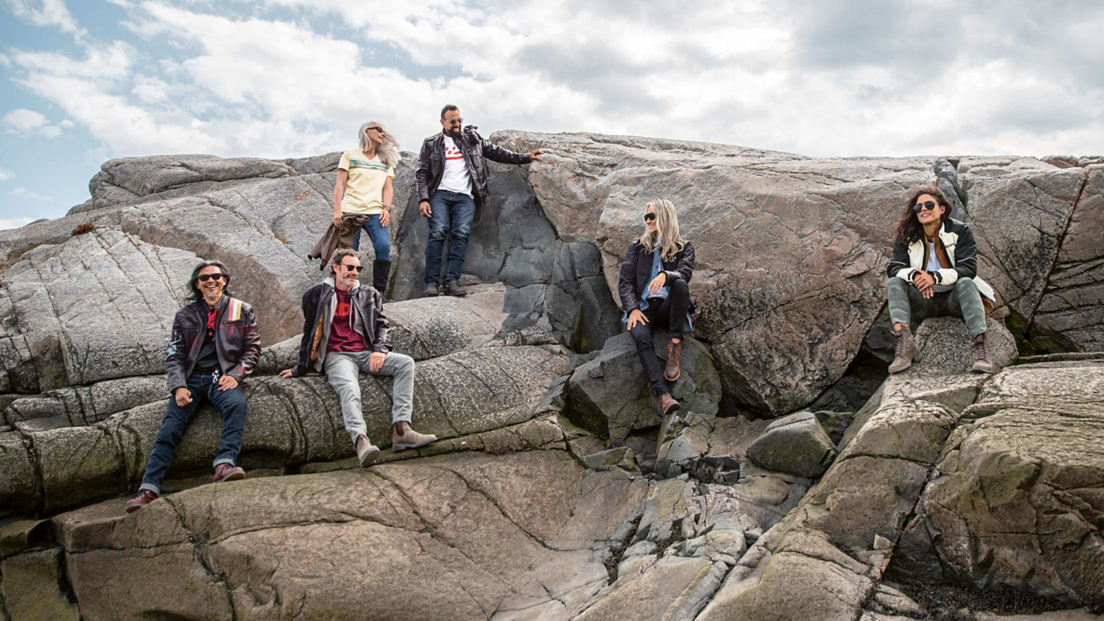 Can-Am On-Road riders enjoying a view from some rocks
