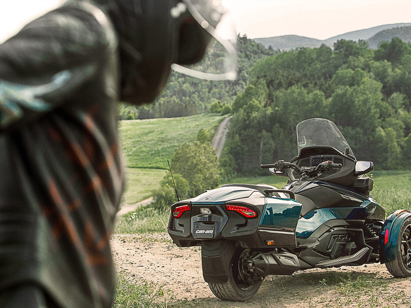 Rider preparing his Can-Am Spyder for a ride