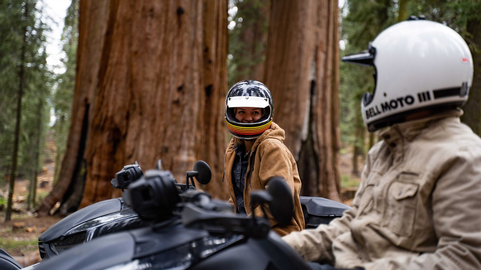 Two female riders taking a break